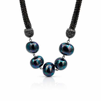 Statement Semi-Precious Necklace with Matching Earrings