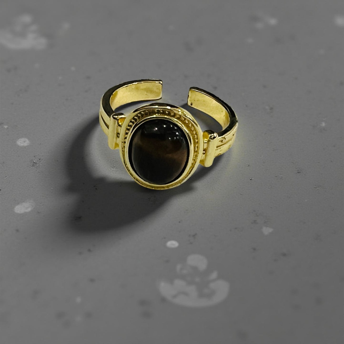 Vintage Tiger Eye Oval Adjustable Ring