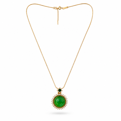Green Jade Pendant Necklace back clasp and chain view
