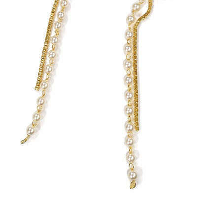 Starburst Pearl Chain Statement Earrings