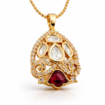 Ruby Polki Royale Pendant Set