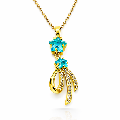 Twin Star Drop Crystal Chain Pendant