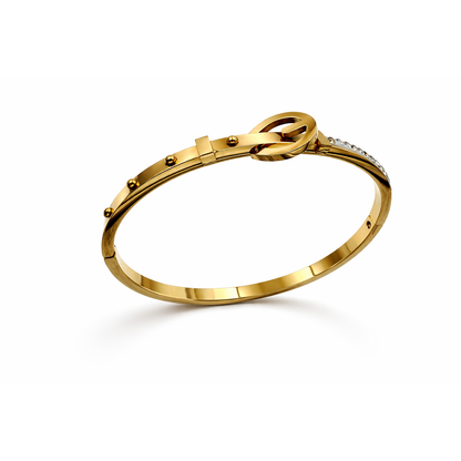 Elegant Gold-Tone Anti-Tarnish Bracelet with Crystal Accents & Modern Lock Design