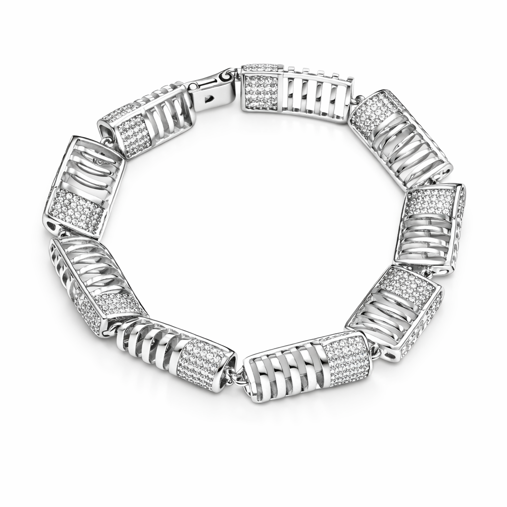 Contemporary Silver-Plated American Diamond Bracelet