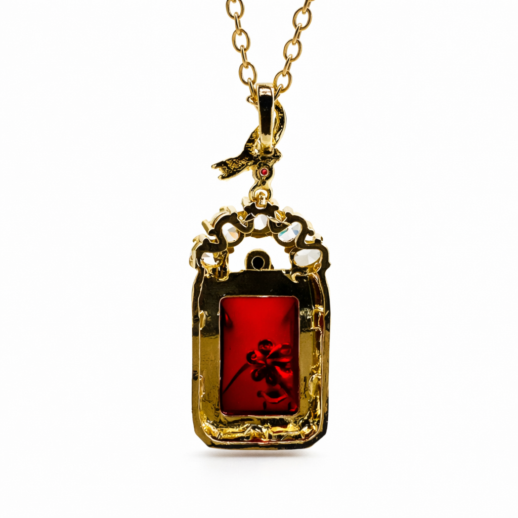 Regal Red Ruby Peacock Chain Pendant