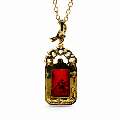 Regal Red Ruby Peacock Chain Pendant