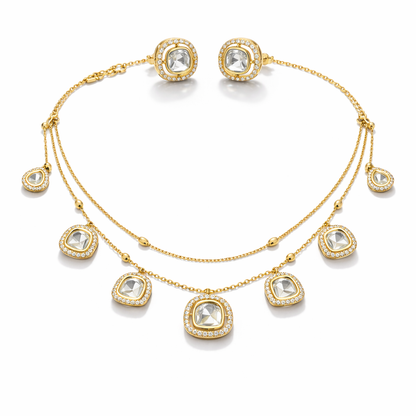 Royal Glow Gold Kundan Layered Necklace Set