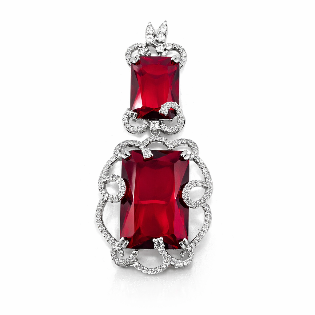 Regal Ruby Silver Royale Necklace Set