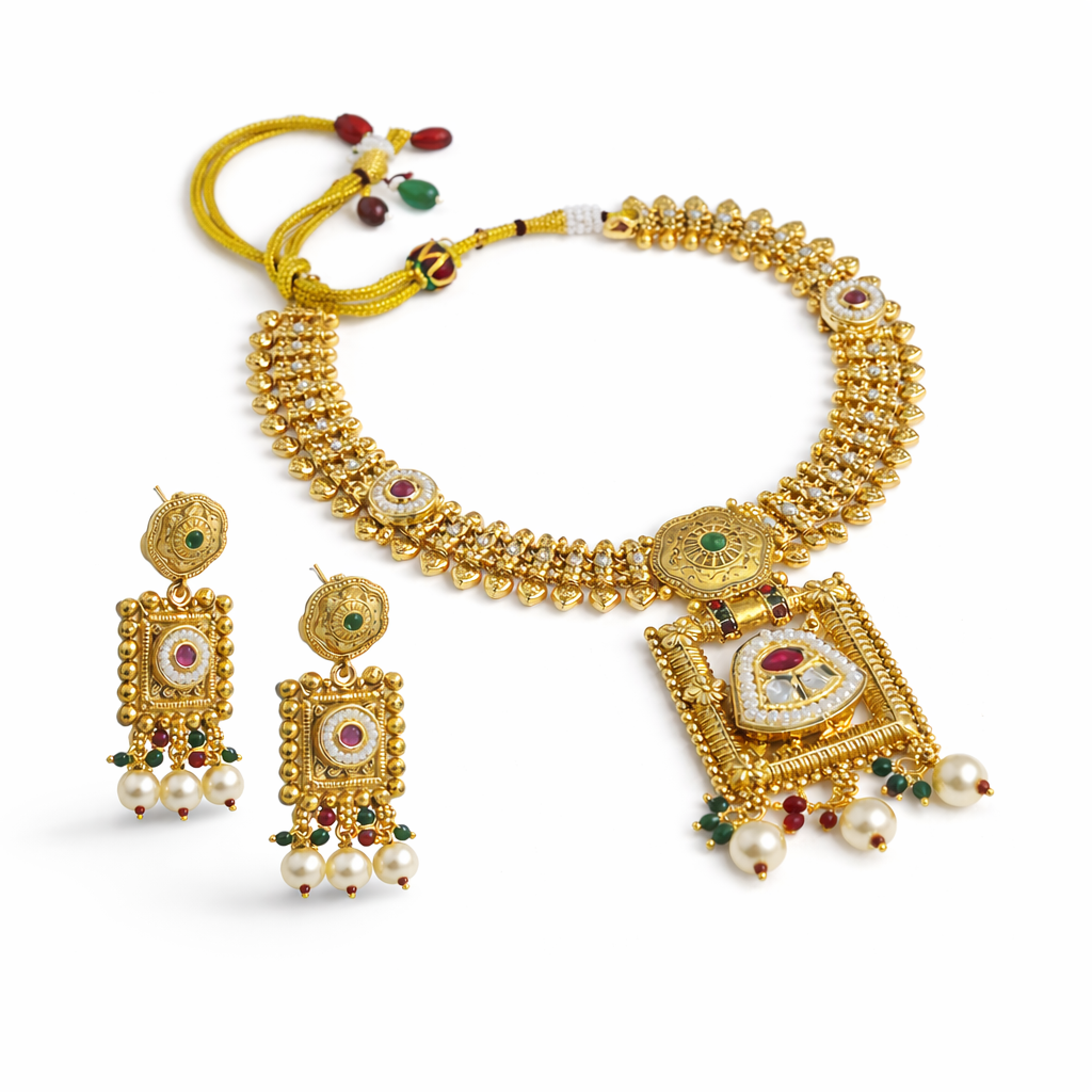 Temple Heritage Kundan Imitation Necklace Set