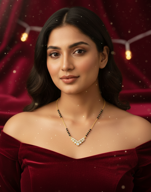 Elegant Twin Square Mangalsutra Pendant in Gold Finish