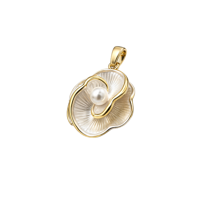 Elegant Floral Pearl Pendant Set with Stud Earrings | Gold-Tone Finish