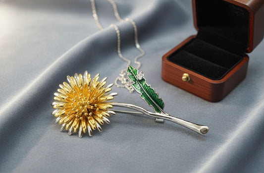 Two-Tone Sunflower Enamel Brooch