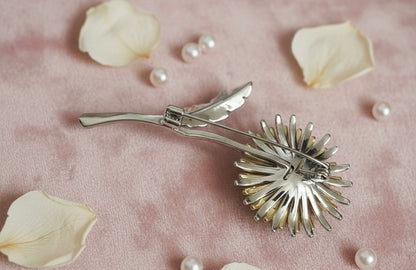 Two-Tone Sunflower Enamel Brooch