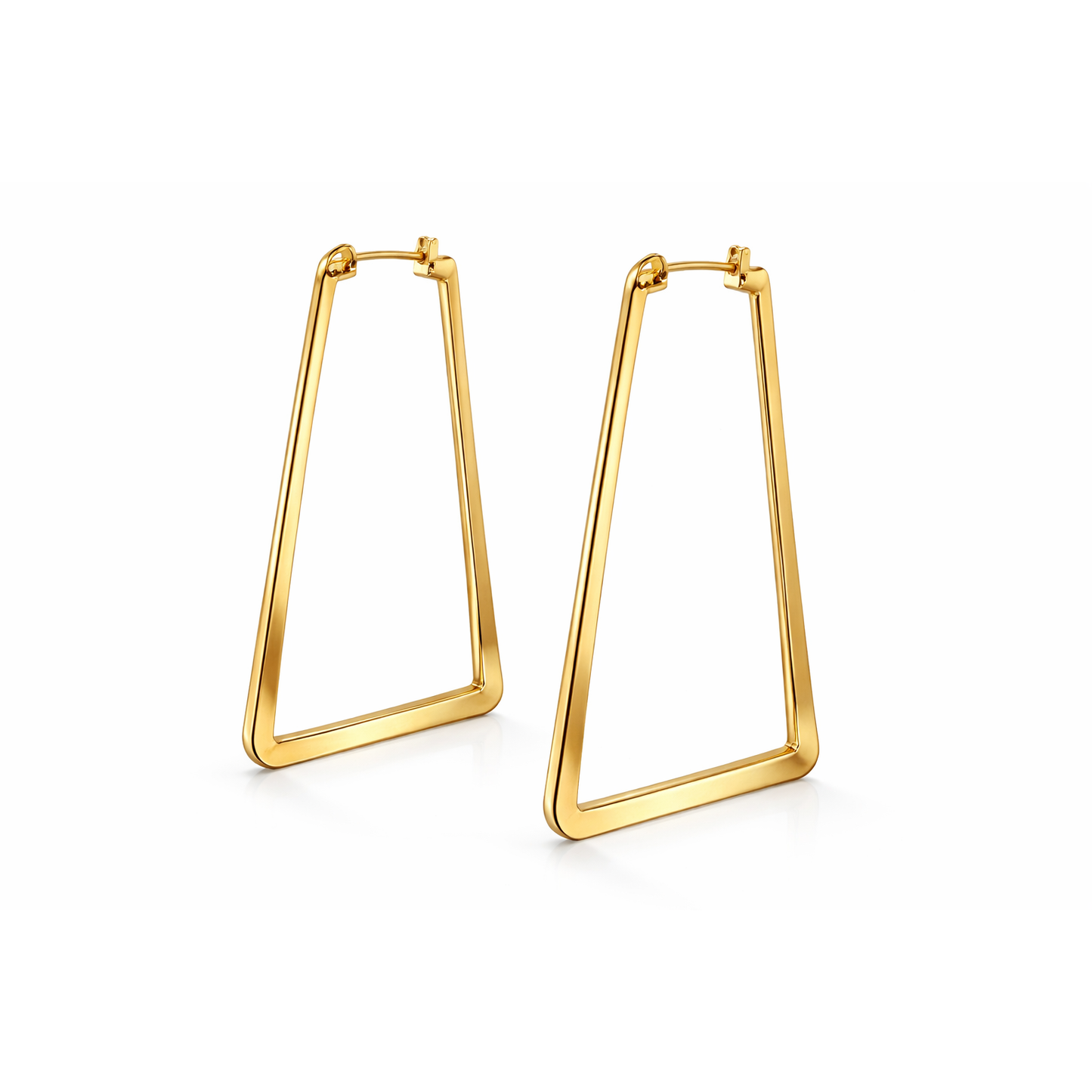 Modern Gold Geometric Trapezoid Hoop Earrings