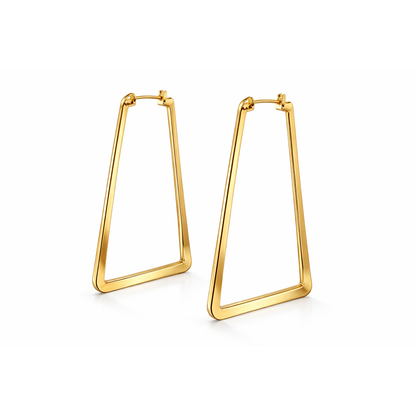 Modern Gold Geometric Trapezoid Hoop Earrings