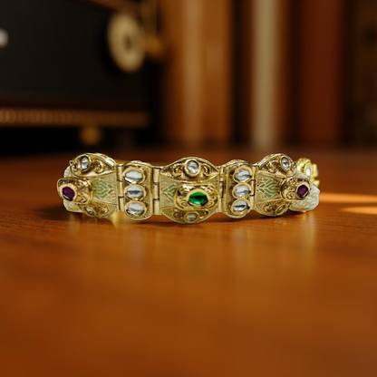 Royal Kundan Pearl Multi-Strand Bracelet