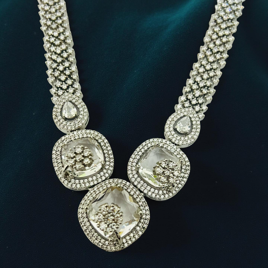Crystal Mirage Silver AD Necklace Set