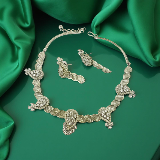 Twisted Silver Grace AD Necklace Set