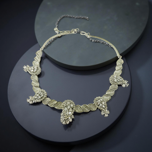Twisted Silver Grace AD Necklace Set