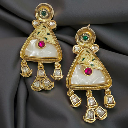 Golden Triad Pearl Kundan Necklace Set